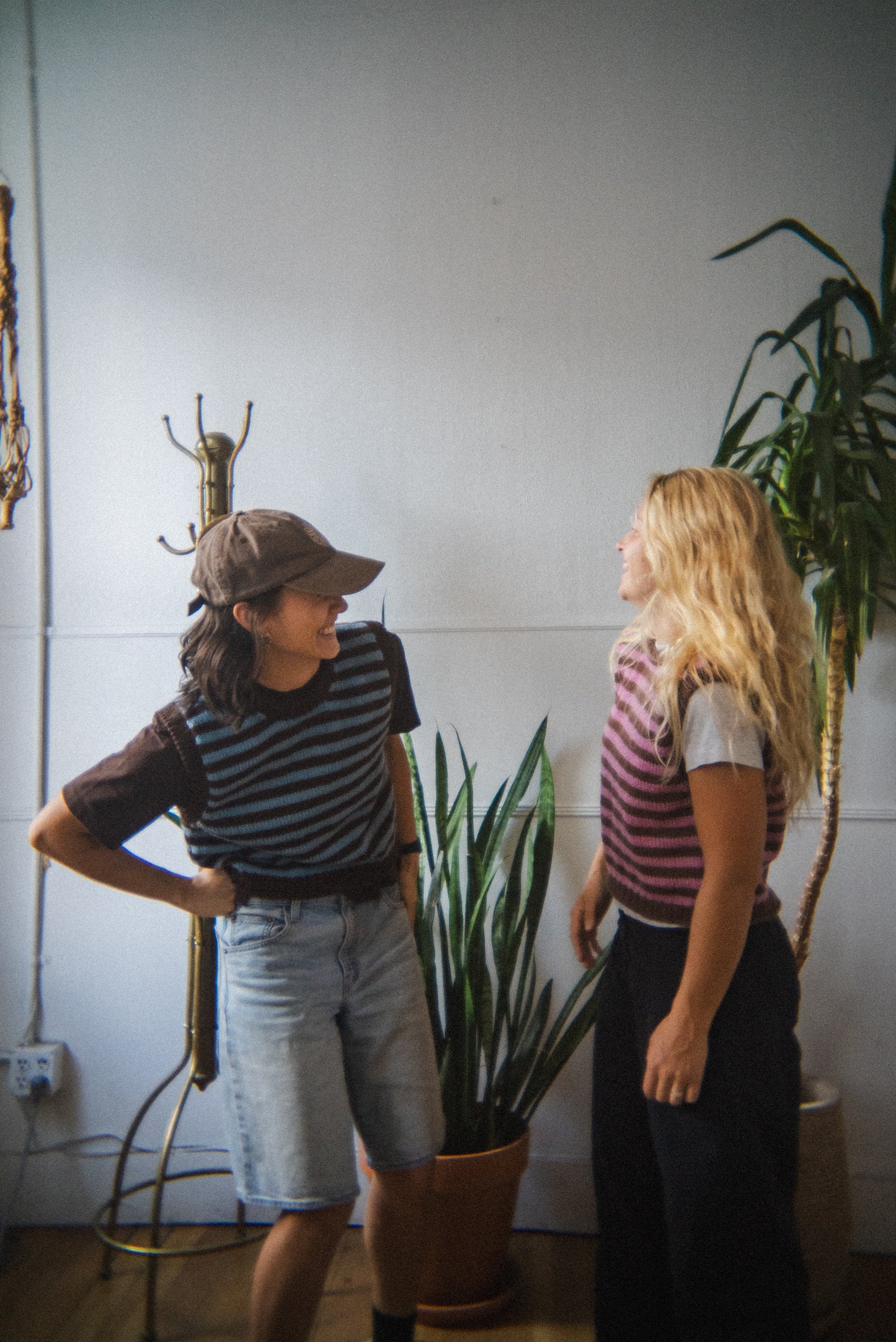 pink/brown stripey sweater vest