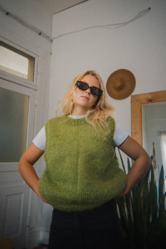 fuzzy green mohair sweater vest