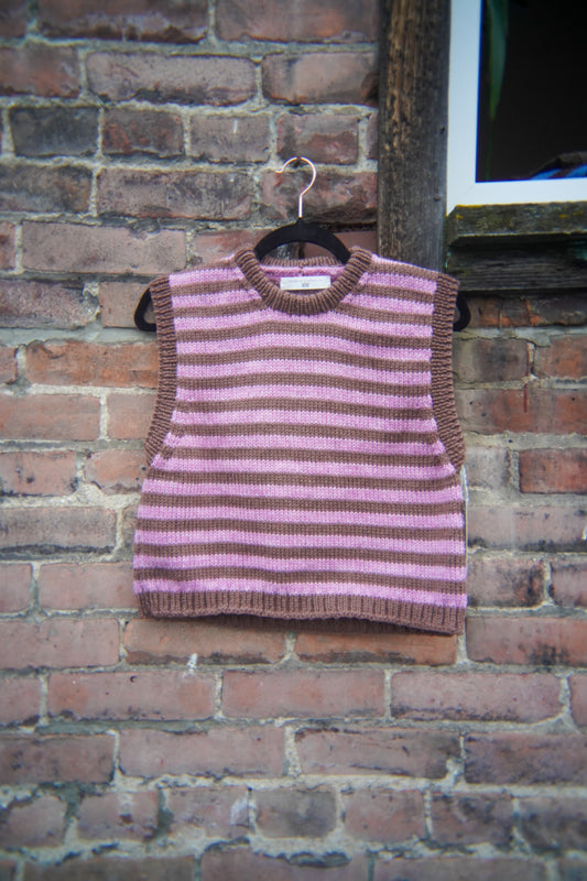 pink/brown stripey sweater vest