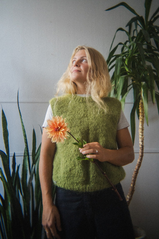 fuzzy green mohair sweater vest