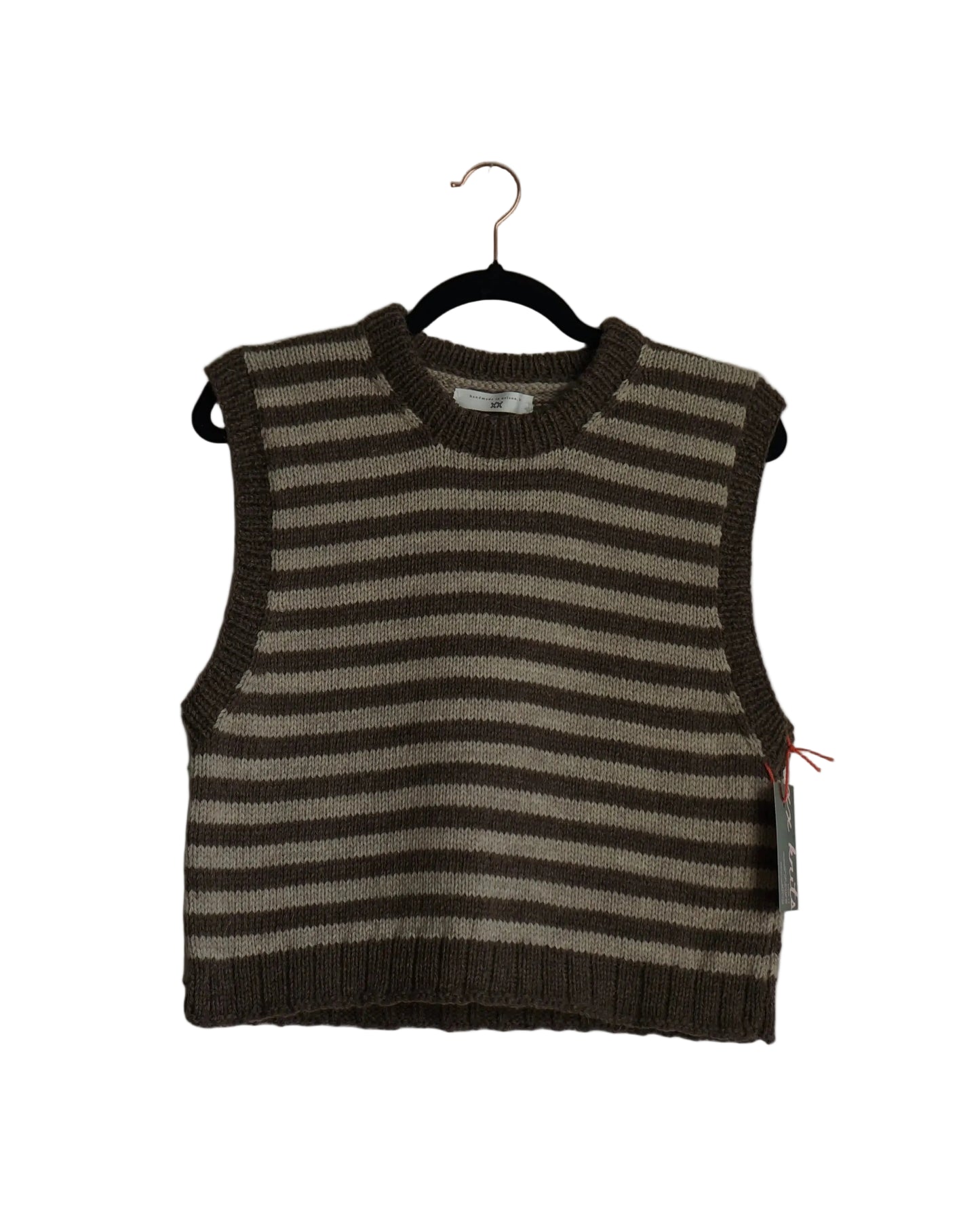 natural brown/white stripe sweater vest