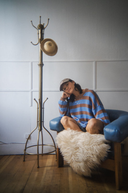 blue/brown cotton sweater