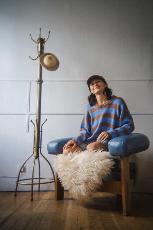 blue/brown cotton sweater