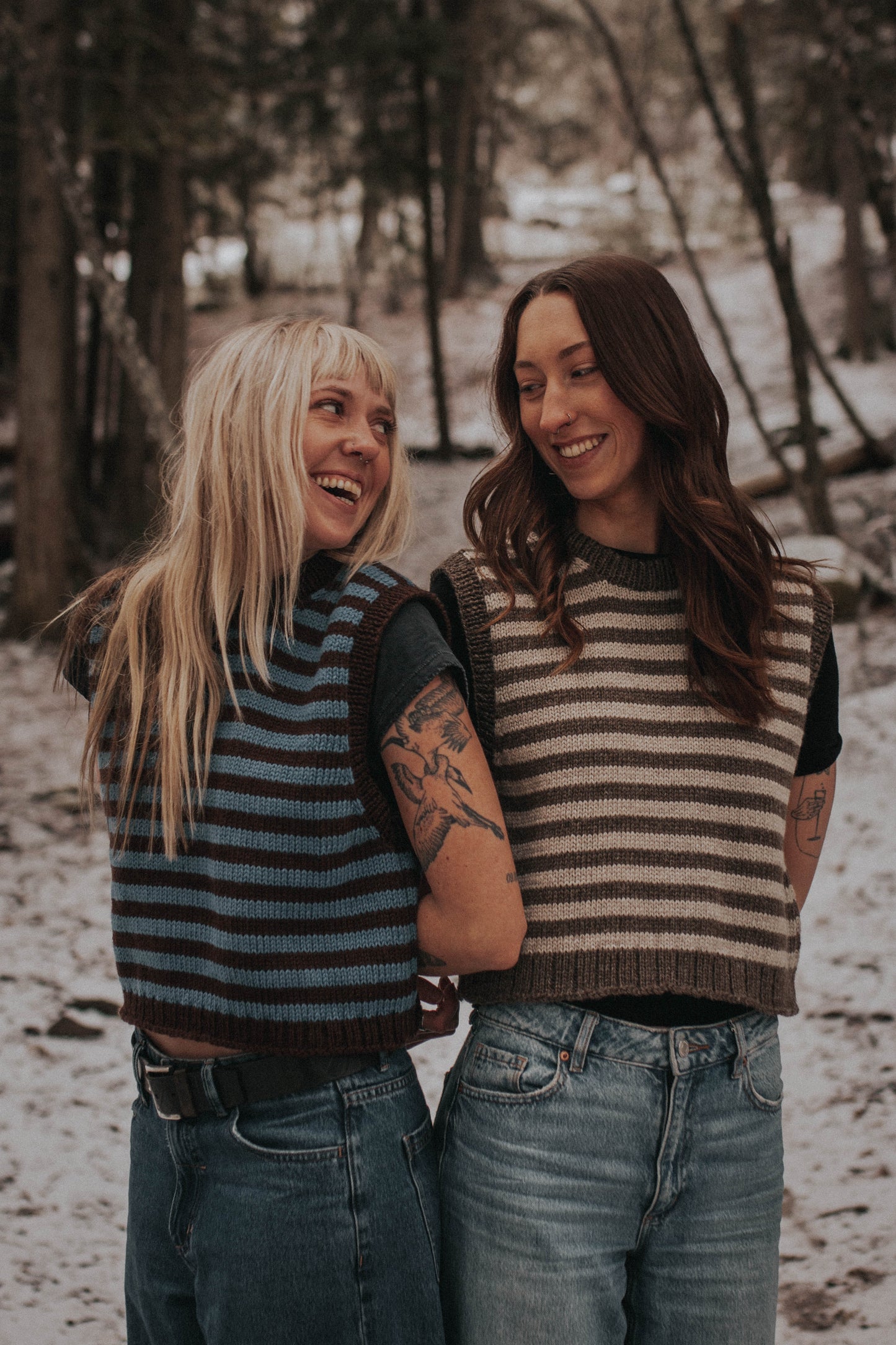 natural brown/white stripe sweater vest
