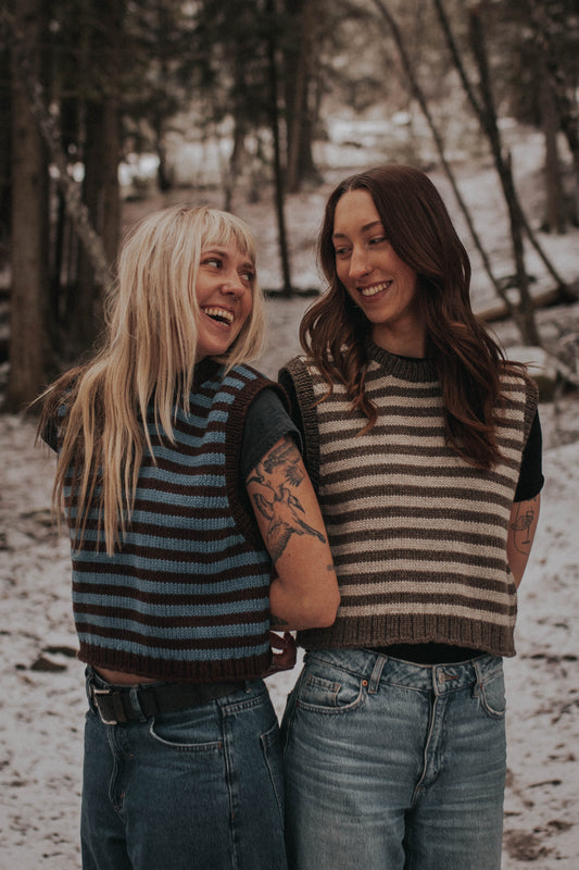 natural brown/white stripe sweater vest